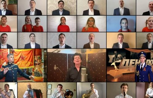 Dirljivo: Srpski umetnici sa horom Aleksandrov otpevali pesmu u čast Dana pobede (VIDEO)