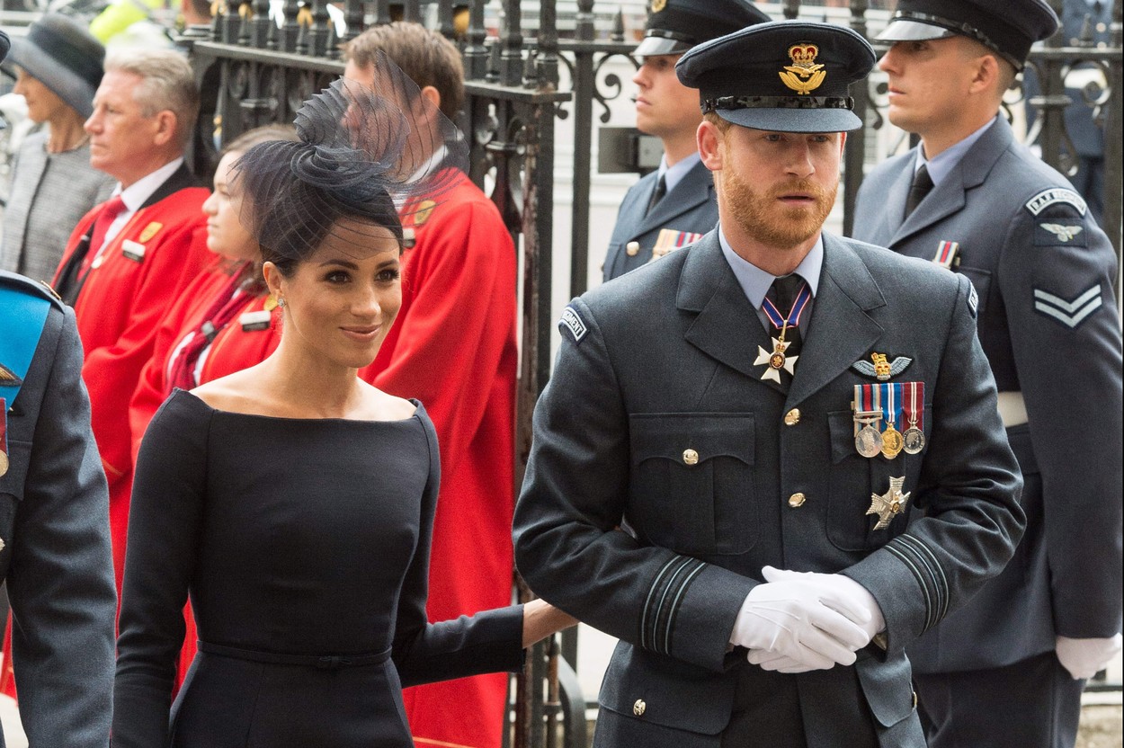 January 1, 2012 - London, London, United Kingdom - The Duke of Sussex and Meghan, Duchess of Sussex attends a service at Westminster Abbey to make the100th anniversary of the Royal Air Force at Westminster Abbey in London, Britain on July 10, 2018., Image: 377434758, License: Rights-managed, Restrictions: * UK Rights OUT *, Model Release: no, Credit line: