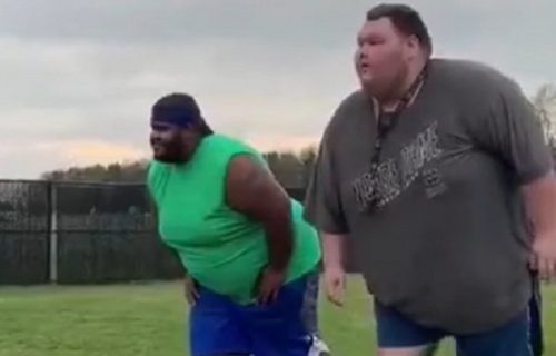 Dvojica bucmastih momaka trkala se za opkladu, mirisalo je na ovakav kraj (VIDEO)