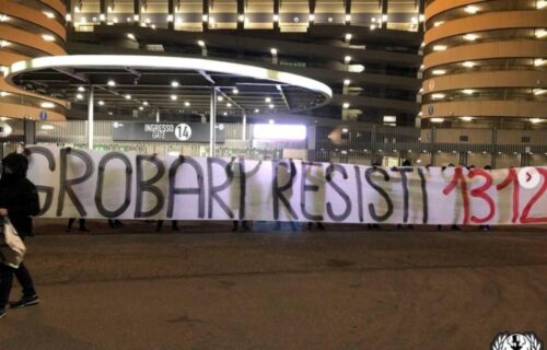 "Grobari" banuli na "San Siro": Navijači Partizana isprovocirali "delije" ispred stadiona Milana! (FOTO)