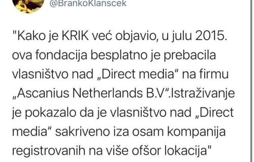 Novinar Klanšček podsetio: Krik je još 2015. pisao o sakrivenim vlasništvima Đilasa i firme Ascanius