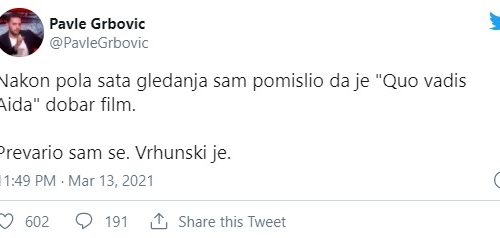 Đilasovim funkcionerima i medijima smeta "Dara iz Jasenovca", a na sav glas HVALE film o Srebrenici!