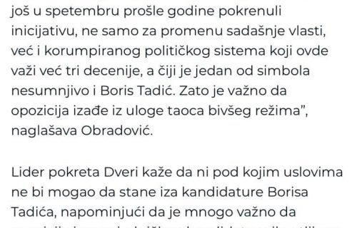 Obradović nastavio UDARE na Tadića: Ti si simbol korumpiranog političkog sistema!