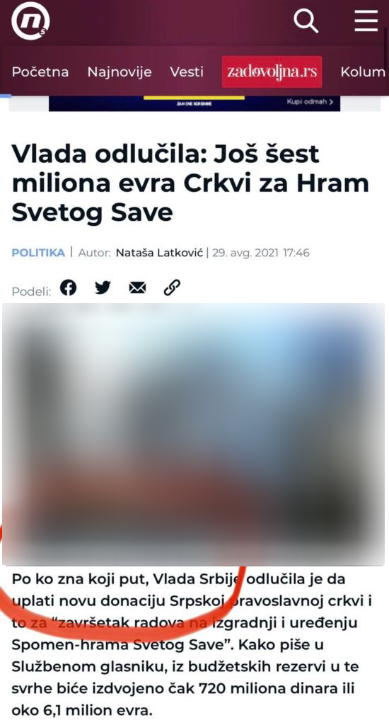 Đilasovi mediji otvoreno PREZIRU Srpsku pravoslavnu crkvu: Šta će nam Hram Svetog Save?! (FOTO)