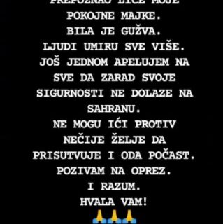 Video je lice pokojne MAJKE, a onda podelio potresne reči: Marinin sin dva sata pre sahrane uputio APEL