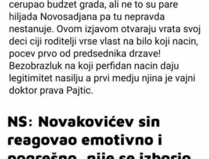 Jeremićevci PRAVDAJU nasilje Novakovića! Građani besni: Što nije reagovao dok je tata ČERUPAO budžet?