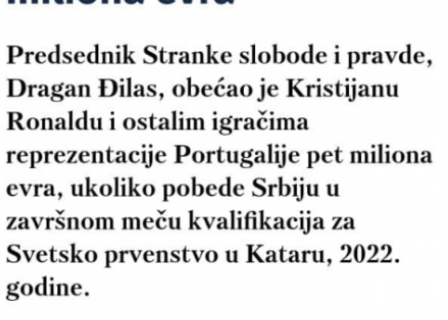 Više vredi Vučićev milion za "Orlove" nego Đilasovih pet za Portugalce! (FOTO)