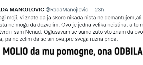 Oglasila se Rada Manojlović, pa otkrila istinu o odnosu sa POLUBRATOM: Evo da li je ODBILA da mu pomogne