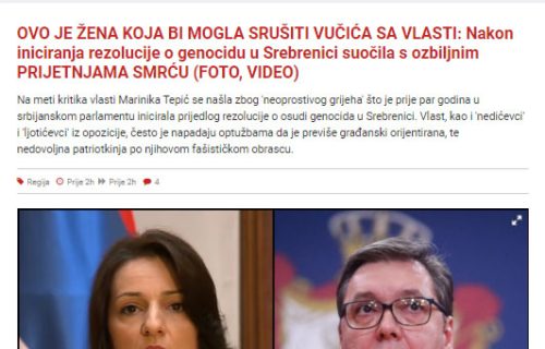 Marinika dobila podršku MUSLIMANSKIH ekstremista: Ruši Vučića - ti nam odgovaraš jer priznaješ GENOCID