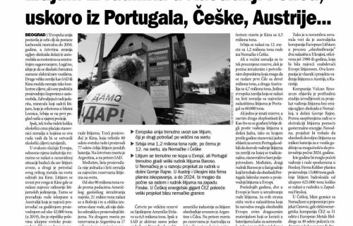 Đilasove novine objavile priču o LITIJUMU: Uskoro počinje ISKOPAVANJE u Portugalu, Češkoj, Austriji