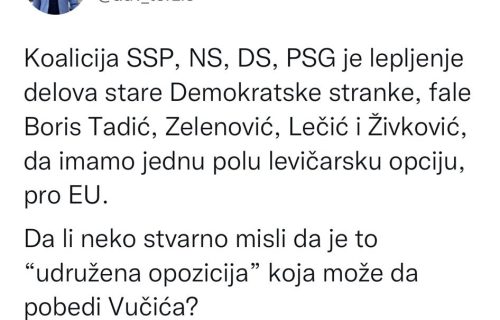 Advokat ekoloških protesta poručio: Đilas, Jeremić i Tadić nisu opozicija, nego polulevičarski pokret