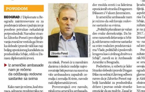 Srbijo, budi OPREZNA, Đilas više i ne krije čiji kandidat je Ponoš: Potrčao kod ZAPADNIH ambasadora!