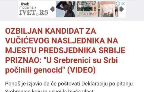 Bosanski mediji: Ponoš PRIZNAO genocid u Srebrenici, jedva čekamo da on dođe umesto Vučića!