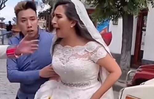 Polugoli, na gomili: Uhvatila muža u prevari samo NEKOLIKO MINUTA nakon venčanja u crkvi (VIDEO)