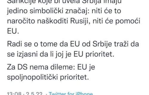 Zoran Lutovac: "Za DS nema dileme - mi smo za uvođenje sankcija Rusiji"