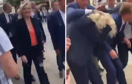 Marin le Pen pogođena JAJETOM u lice: Isplivao snimak - obezbeđenje je odmah OPKOLILO (VIDEO)