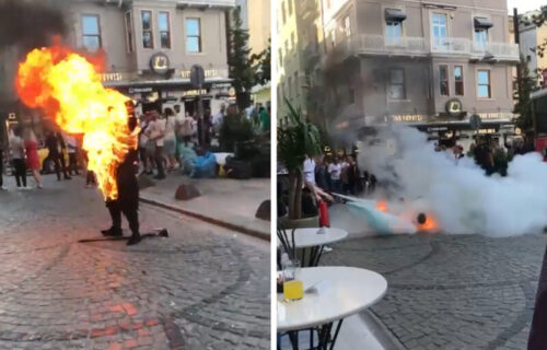 (UZNEMIRUJUĆI VIDEO) Zapaljeni čovek trčao Istanbulom: Umesto da pomognu, ljudi pravili SELFIJE