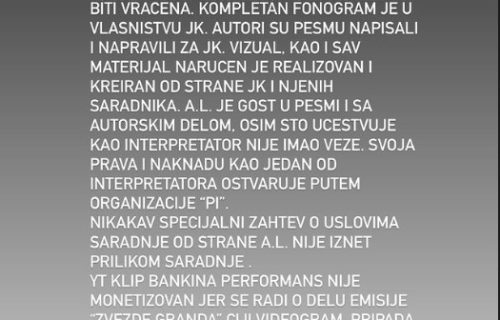 DRAMA oko pesme "Bankina": Pesma UKLONJENA sa Jutjub kanala, Karleušin menadžer otkrio o čemu se radi