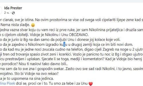"Digao je CELI Zagreb na noge": Drugarica Nikoline Pišek otkrila DETALJE iz njenog braku sa Vidojem