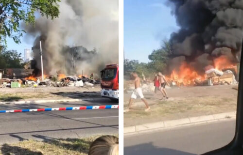 PRVI SNIMCI požara na Novom Beogradu: Gori smeće kod Starog sajmišta, vatrogasci na terenu (VIDEO)