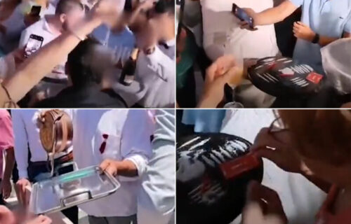 Scena sa svadbe ŠOKIRALA Srbiju: Barjaktar drži tacnu sa BELIM PRAHOM, a svatovi prilaze i šmrču (VIDEO)