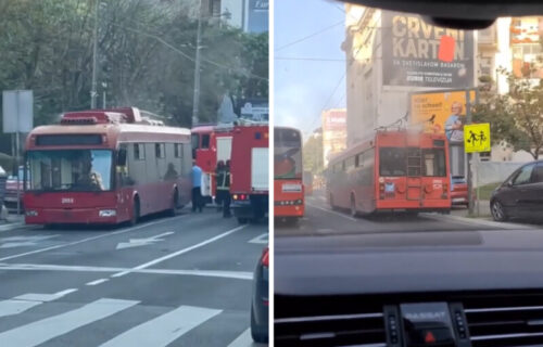 GORI trolejbus u Takovksoj: Vatrogasci na licu mesta (VIDEO)