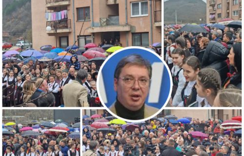 Narodne nošnje i SRPSKE TROBOJKE: Više od 2.000 ljudi dočekalo Vučića u Trgovištu (FOTO+VIDEO)