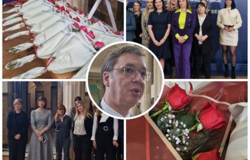 "Hvala na svemu": Vučić poklonio cveće ženama koje rade u Predsedništvu Srbije povodom 8. marta (VIDEO)