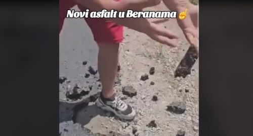 “Auu, gledaj šta ti je asfalt!”: Beranac rukama čupa nedavno postavljen asfalt, video zapalio internet (VIDEO)