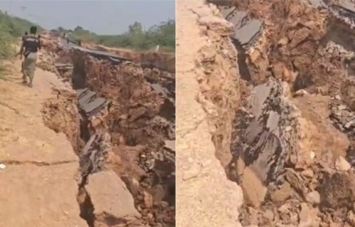 Zemlja se bukvalno raspolutila: Zastrašujući snimak pukotine posle jučerašnjeg zemljotresa (VIDEO)