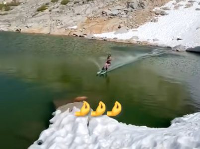 Ne, ne! Ovo nikako ne pokušavajte: Devojka na skijama u spustu preletela preko jezera, ljudi zgranuti