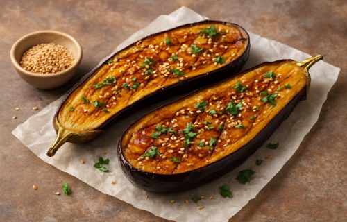 Pečeni patlidžan u aromatičnoj marinadi od soja sosa i susama (RECEPT)