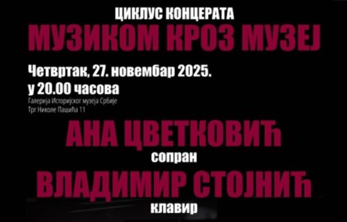 U okviru šeste sezone ciklusa "Muzikom kroz muzej" koncert u Istrijskom muzeju Srbije: Nastupaju Ana Cvetković i Vladimir Stojnić