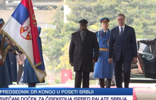 Svečano ispred "Palate Srbija": Vučić dočekao predsednika Demokratske Republike Kongo (VIDEO)