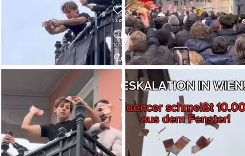 MaxaMillion bacio 10.000 evra sa balkona u Beču, nastao haos (VIDEO)