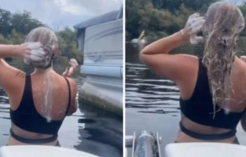 Ogromna rečna neman iskočila u savršenom momentu: Ženu u šoku posle bliskog susreta (VIDEO)