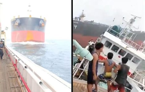 Dramatični snimak sudara teretnog broda i ribarskog čamca u blizini Singapura postao viralan (VIDEO)