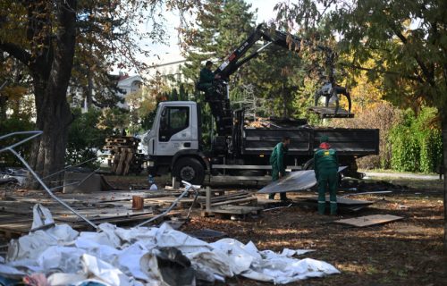 Ovako sada izgleda Pionirski park: Ograde i montažna kućica porušeni, šator i dva vozila zapaljeni (FOTO)